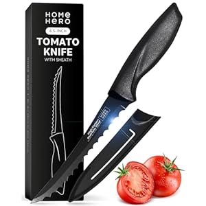Home Hero 2 Pcs Tomato Knife with Sheath – High Carbon Stainless Steel Chopping Knife with Ergonomic Handle – Razor-Sharp Multi-Purpose Kitchen Knife for Chopping Vegetable and Cooking