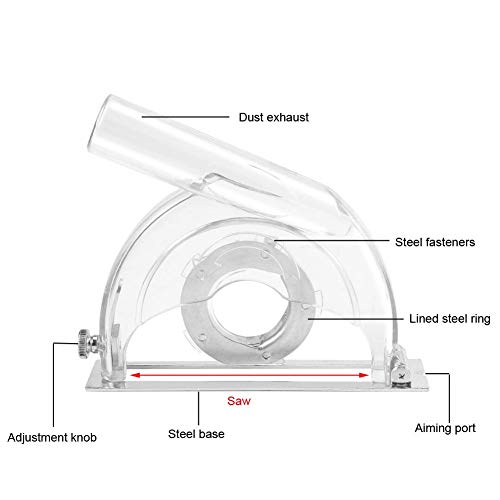 Fdit Tapa de Molienda de Recubrimiento de Polvo Transparente para Amoladora Angular con Hojas de Sierra de 3/4/5 Accesorio de Recolección de Polvo Socialme-EU