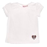 BONDI T-Shirt mit Lochmuster 86434 | Mädchen Unterziehshirt Weicher Jersey | Weiß - Sommerbekleidung Kurzarmshirt Rauten Streifen Herzapplikation Gr. 92