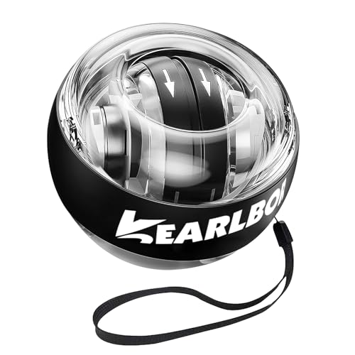 Kearlbor Wrist Trainer Ball Auto-Start Wrist Strengthener Gyroscopic Forearm Exerciser Gyro Ball for Strengthen Arms, Fingers, Wrist Bones and Muscles (Black)