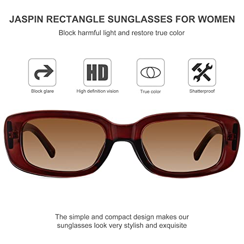 Image of JASPIN Rectangle Sunglasses for Women Men Trendy Y2k Retro 90s Sun Glasses UV Protection Cool Square Frame