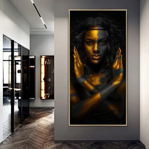 Affiche portrait femme africaine art moderne deco maison 70x140