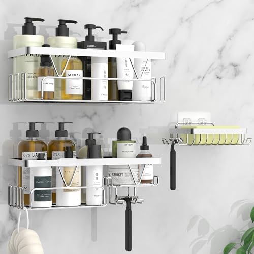 KEGII Shower Caddy Organiser with Soap Holder, Shower Shelf No Dr...
