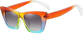 Retro Oversized Cat Eye Sunglasses Women Grey Tea Gradient Trending Rivets Men Shades Uv400