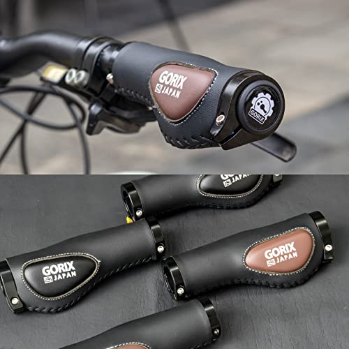 Gorix Bike Leather Ergo Grip With Cushion Handlebar Bicycle Cycling (Gx-Vh12) (Black×Black) #TOP7
