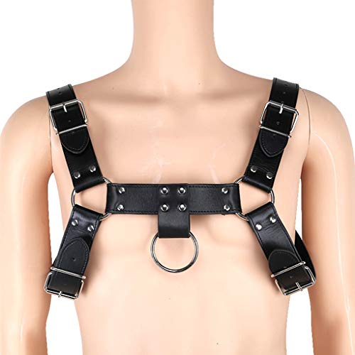 Bonarty Cinto masculino de couro sintético ajustável, punk Cospaly Clubwear
