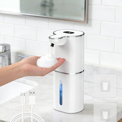Etopgo Seifenspender Automatisch Schaum, 380ml Schaumseifenspender Elektrisch mit Digitalanzeige, No Touch Seifenspender Schaum mit Sensor, Wandmontage, IPX5 Wasserdicht für Badezimmer, Küche