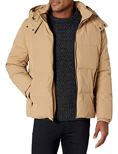 Image of Cole Haan Men's Short Down Parka With Hooded Down Coat