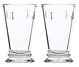La Rochere Stemless glass Set of 2 – Napoleon Bee 11 oz clear glass tumbler – Ideal for Lemonade, Ice Tea, Juice, Water, Pimms – Great birthday housewarming gift – Durable elegant everyday glassware