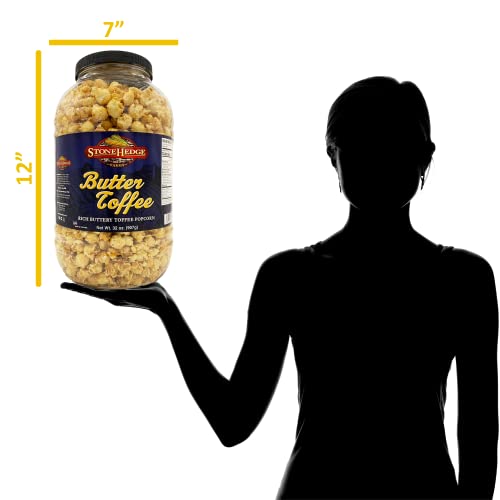 Stonehedge Farms Butter Toffee Flavored Popcorn - 32 Ounce Reclosable Tub - Deliciously Old Fashioned - Made In The Usa - Gluten Free #TOP5