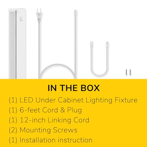 Image of GETINLIGHT 16-Inch Plug-in Swivel LED Under Cabinet Light, 2-CCT, White | 2700K warm white /4000K bright white, dimmable. Model: IN-0109-4-WH