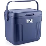 Trail 22L Cool Box with Ice Freezer Blocks, Insulated Hard Cooler for Hot Cold Food Drink, Picnic Camping Beach Festival BBQs, Food Safe BPA HDPE Free Liner, 48hr Cooling Time (W42cm x D29cm x H37cm)
