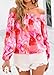 KIRUNDO Early Fall Fashion Off The Shoulder Tops for Women 2025 Boho Floral Blouse Long Sleeve Shirts Going Out Clothing(Pink Red Flower, Large)
