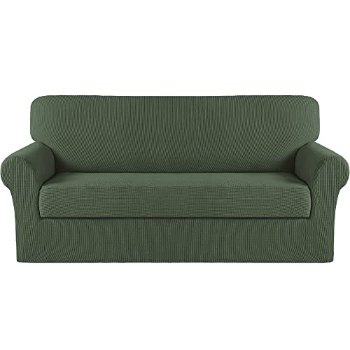 Turquoize TQSLIPCOVER2-3-BRONZEGREEN Stretch Sofa Slipcover 2 Pieces Sofa Cover Couch Cover cover