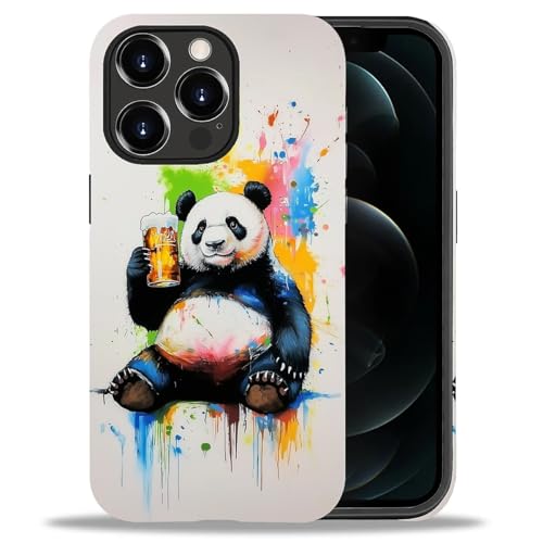 ZHEGAILIAN Case for iPhone 12/12 Pro,Panda Drinking 2 in 1 Hard Shell + Silicone,Shockproof Bumper Drop Protective Compatible with iPhone 12/12 Pro