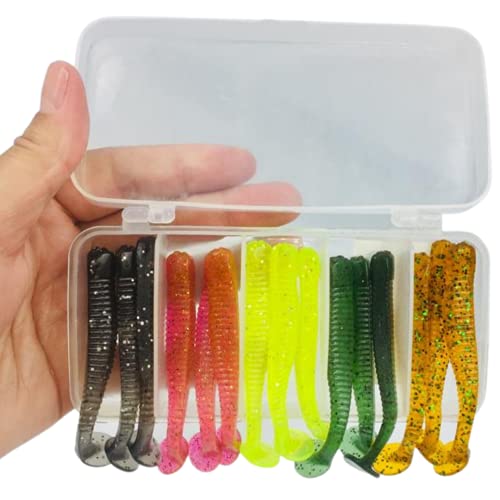 Kit 15 Iscas Artificiais Soft Grubs 8.5cm com Caixa