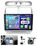[4+64GB] Hikity 8 Core Android Autoradio Wireless Carplay pour Peugeot 307 2007-2013, Écran Tactile 9