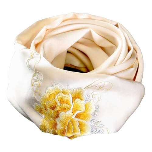 Écharpe double couche en soie HangErFeng beige, le cadeau idéal
