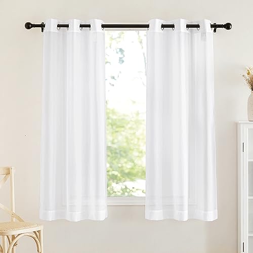 Image of NICETOWN Soft Voile White Sheer Curtains 63 inches Long - Grommet Living Room Curtains Elagant & Airy Breathable Light Filtering Window Treatments for Bedroom, W42 x L63, 2 Panels