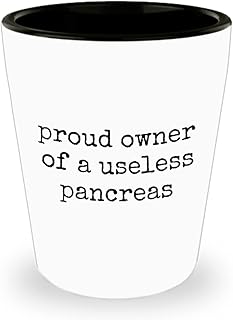 Funny Diabetic Gift - Diabetes Ceramic Shot Glass - Present For Diabetic - Diabetes Awareness - Proud Owner Of A Useless Pancreas