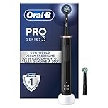 Oral-B Spazzolino Elettrico Ricaricabile Pro 3 3000, Sensore di Pressione Luminoso, Batteria a Lunga Durata, 2 Testine Cross Action, 1 Spazzolino Elettrico, Nero, Idea Regalo