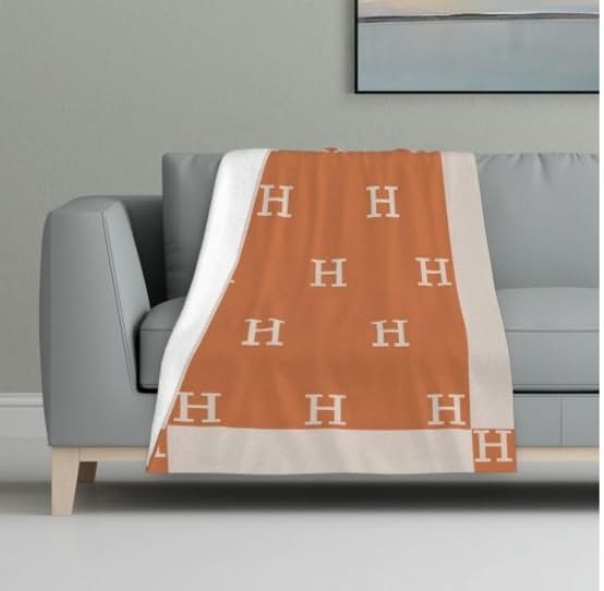 Blanket Super Soft Flannel Blanket Comfy Cozy Throw Blanket Couch Lightweight Blankets for Living Room Bedroom (Orange, 50inX40in)