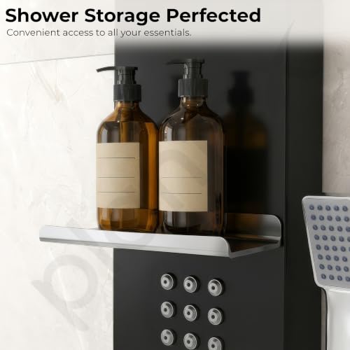 Image of Plantex Shower Panel /6 in 1 Shower System /304 Grade Stainless Steel Rainfall Showerhead with Handshower for Bathroom /Tub Spout /Body Massage Spray With Hot &cold Mixer-(1016, Black)