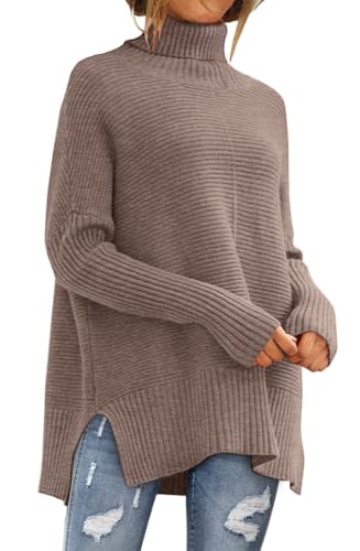 LILLUSORY Womens Turtleneck Oversized Tunic Early Fall Fashion Must Have