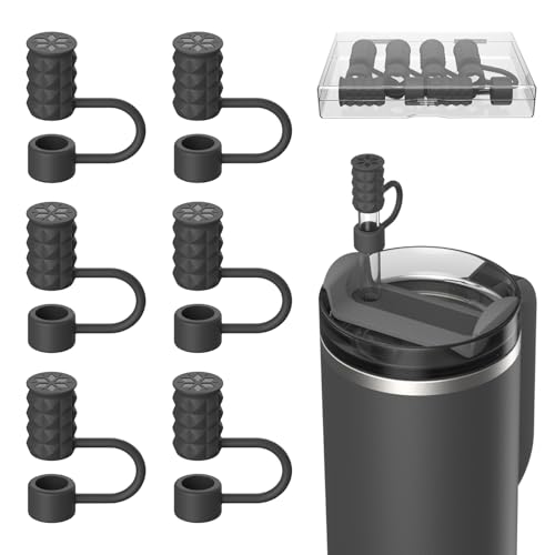 Straw Toppers for Stanley Cups, Straw Covers Cap for Tumblers, Black