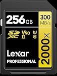 Lexar 256GB Professional 2000x SDXC Memory Card, UHS-II, C10, U3, V90, Full-HD & 8K Video, Up To 300MB/s Read, for DSLR, Cinema-Quality Video Cameras (LSD2000256G-BNNNU)