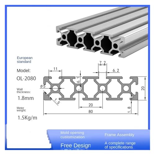 Perfil de aluminio 2080 T de precisión para estructuras 2