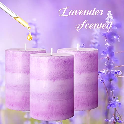 Flavcharm Lavender Scented Candles 3X4 Pillar Candles Clean Burning Votive Decorative Birthday Candles Backdrop Candles For Home Scented Gifts For Her Wedding Decor #TOP1