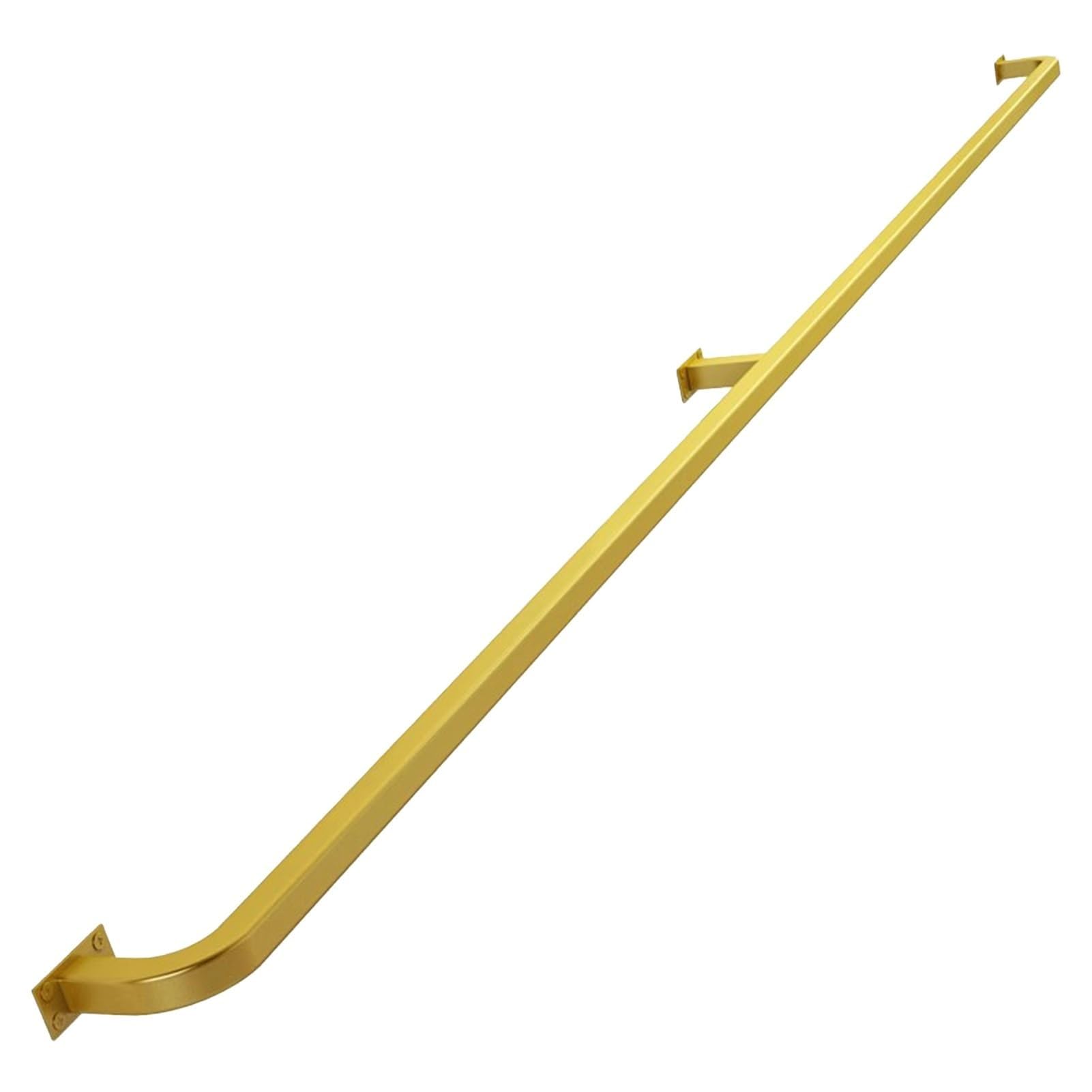 Main courante en or pour escaliers design avec tube carré industriel de 240cm