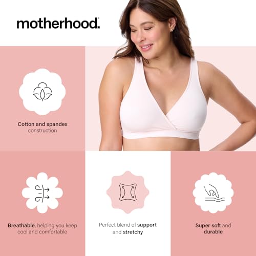 Image of Motherhood Maternity Women's Soft Cotton Spandex Wrap Front Maternity & Nursing Sleep Bralette Bra S-3x