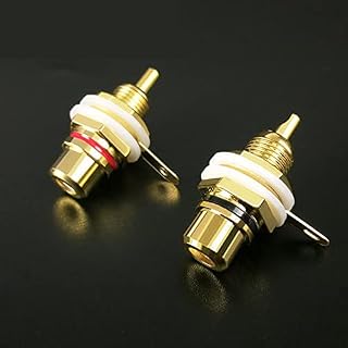 2 Pcs RCA Terminal Gold Plated Copper RCA Panel Mount Female Jack Terminal Socket Audio Connector