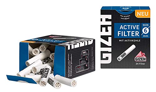 GIZEH Active Tips Actief koolfilter met keramische kappen - 34 filters
