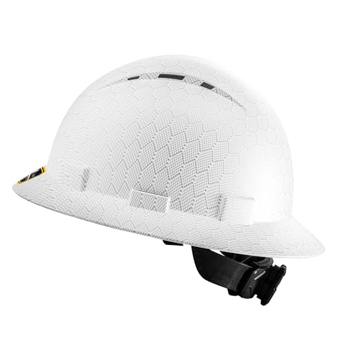ProtectX Full Brim Hard Hats Vented Construction Helmets OSHA Approved Safety Hardhats 6-Point Suspension Cascos De Construccion White