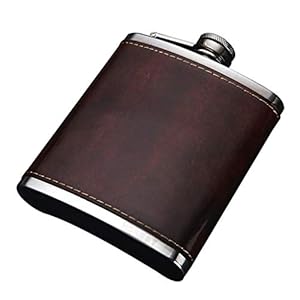 Echt leder heupfles 7oz, Outdoor Hunt Brandy Huishoudelijke artikelen, Bar Carry Liquor Wijn Set, Father Christmas Present (Color : Brown)