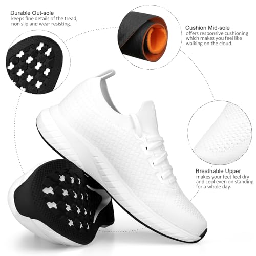 Image of Mens Slip on Lightweight Walking Shoes Non Slip Breathable Running Shoes Comfort Tennis Workout Gym Sneakers with Shoelace