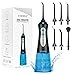 Jet Dentaire Hydropulseur -TUREWELL Portable Irrigateur Oral Professionnel avec 3 Modes et 6 Buses，USB Rechargeable et IPX7 Etanche, 300ML Nettoyeur de Dents pour la Maison et les Voyages
