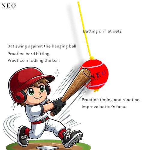 Image of Heavy Tennis Red Hanging Ball|| Cricket Batting Drills and Knocking|| 80-120 Grams|| Pack of 1