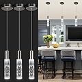 OKELI Modern Pendant Lights, LED Bubble Crystal Kitchen Island Lights Fixtures, Black Mini Single Pendant Lighting for Kitchen Island Bar,6W,6000K, ETL,3Pack