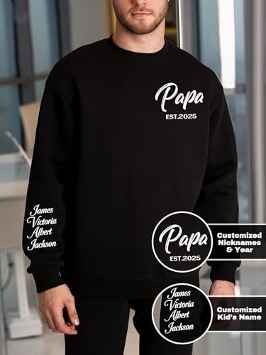 Personalized Fathers Day Christmas Birthday Gift Idea for Dad Papa, Custom Sweatshirt T-shirt Hoodie with Name2