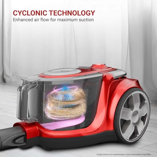 Image of Eureka Forbes Cyclo Vac -24 kPa High Suction Vacuum Cleaner|Cyclonic Technology |Bagless |Compact, Lightweight & Easy to Use |6 Multipurpose Accessories |HEPA Filter |Vario Power |Auto Cord Winding