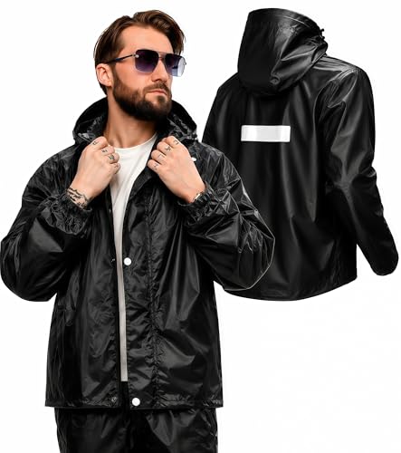 Image of Mens Raincoat Suit with Pant Set Emperor Series | Waterproof Lightweight Breathable Rain Wear | Strong Stitching, Elastic Cuff & Waterproof Zipper Raincoat for men waterproof