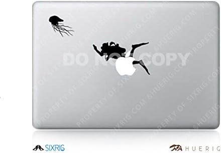 Sixrig Scuba Diver and Jellyfish Tropical Reef - Beach & Ocean Art - Macbook Pro Air Sticker Decal Video Gaming --- For All Mac Laptops All Screen Sizes #2109