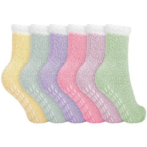 Image of Fanshiontide 6 Pairs Fluffy Slipper Socks for Women Girls
