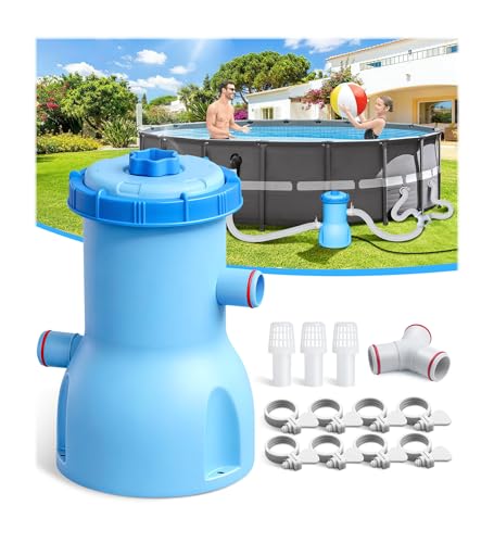 BluClear Standard Series Above Ground Pool Filter Pump - 800 GPH Flow Rate | Rapid Circulation & Micro-Debris Filtration, Pool Cartridge Filter Pump System - Keep Water Crystal Clean & Clear-Deep Blue
