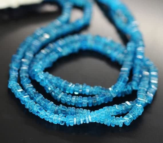 Apatite Bleue Néon perles carrées 3.5mm pour assembler vos bijoux d'été faits maison