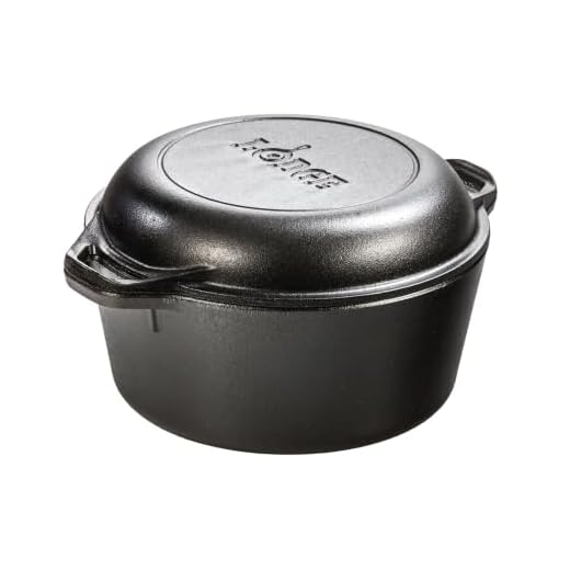 Lodge L8DD3 4.73 litre / 5 quart Pre-Seasoned Cast Iron Double Dutch Oven